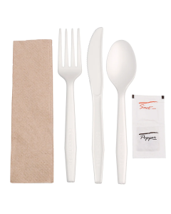 Cutlery White Kit CPLA F/K/S Salt Pepper & Napkin