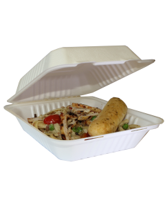 PLA19 9x9 Deep 1-Comp Clamshell PLA Lined Bagasse