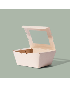 Small Better Box #1, Compostable Bamboo kraft w/ Clear PLA Window, 200/cs